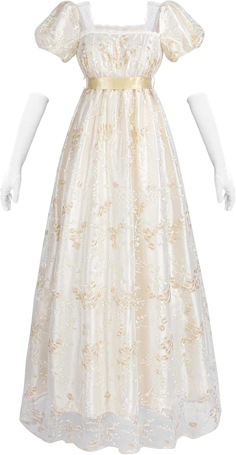 Regency Era Dress for Women - Vintage 1800s Ball Gown