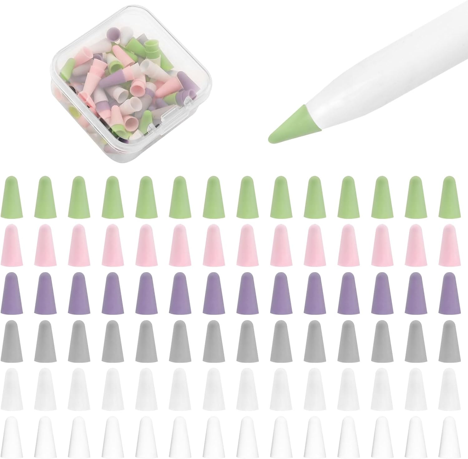 Anti-Slip Silicone Nib Sleeves for Apple Pencil - 100 pcs
