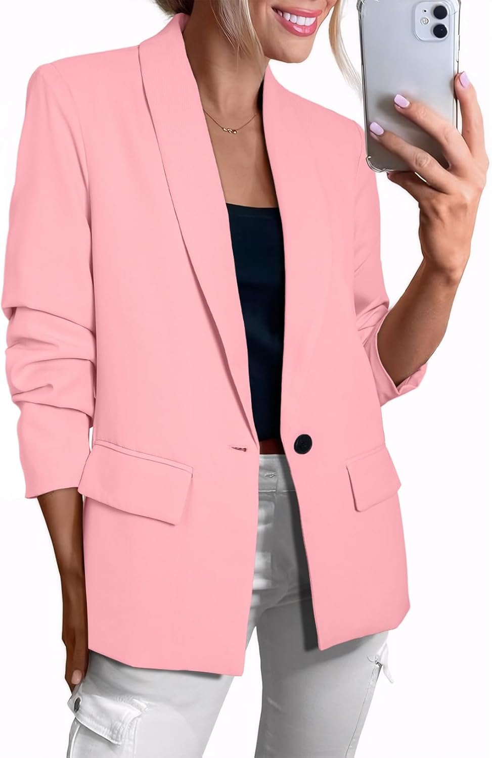 Happy Sailed Womens Long Sleeve Blazer for Office and Casual Wear