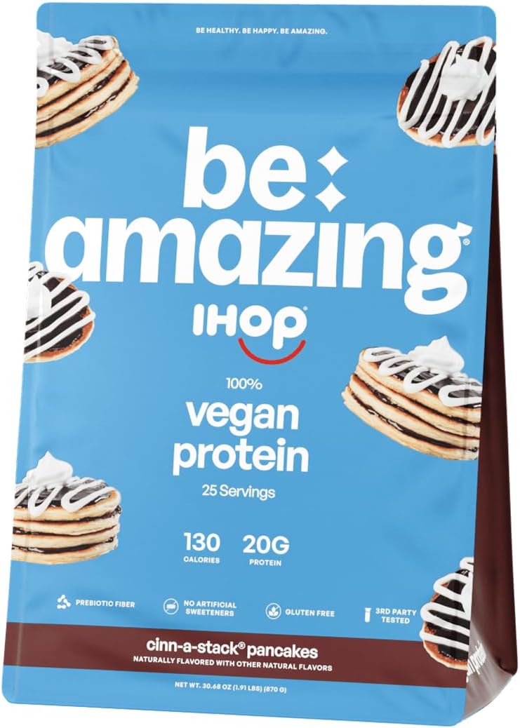 BE AMAZING Vegan Protein Powder with IHOP Cinn-A-Stack Flavor