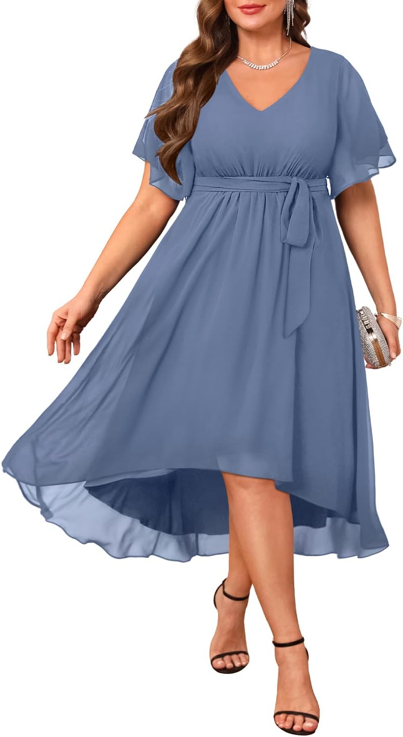 Plus Size Dresses Wedding Guest - Formal Cocktail Chiffon V Neck