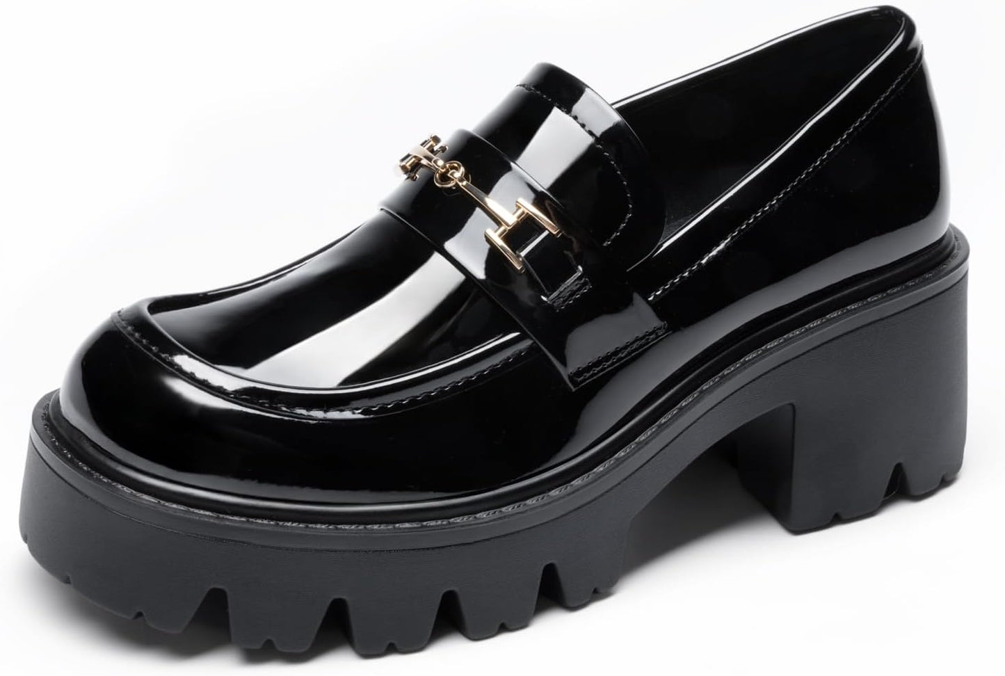 Women Loafers Platform Chunky Heel Slip On Casual Business Shoes