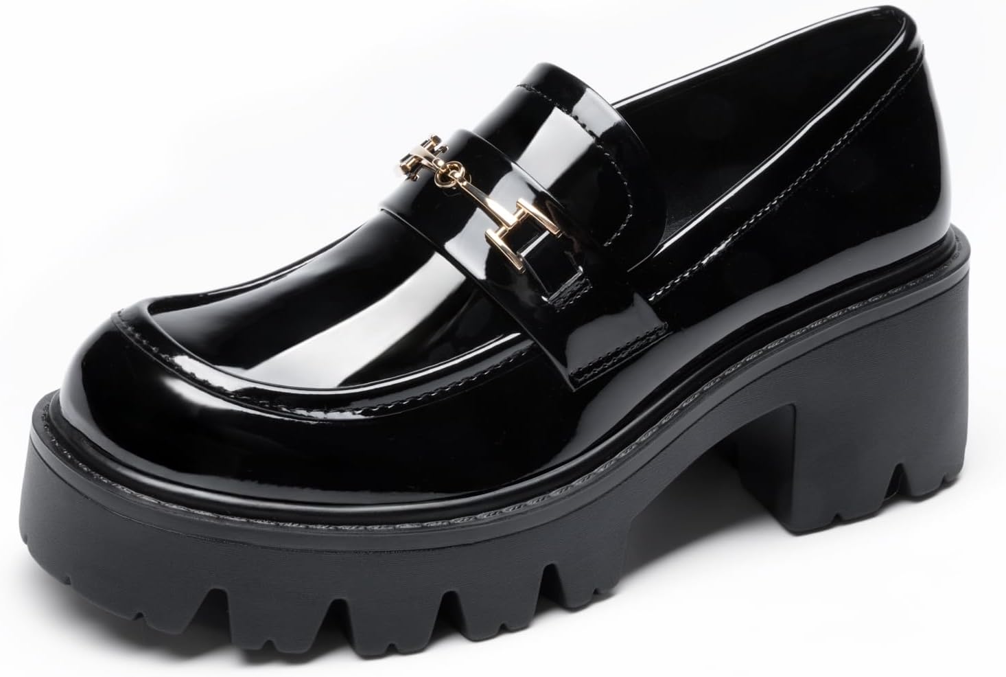 Women Loafers Platform Chunky Heel Slip On Casual Business Shoes