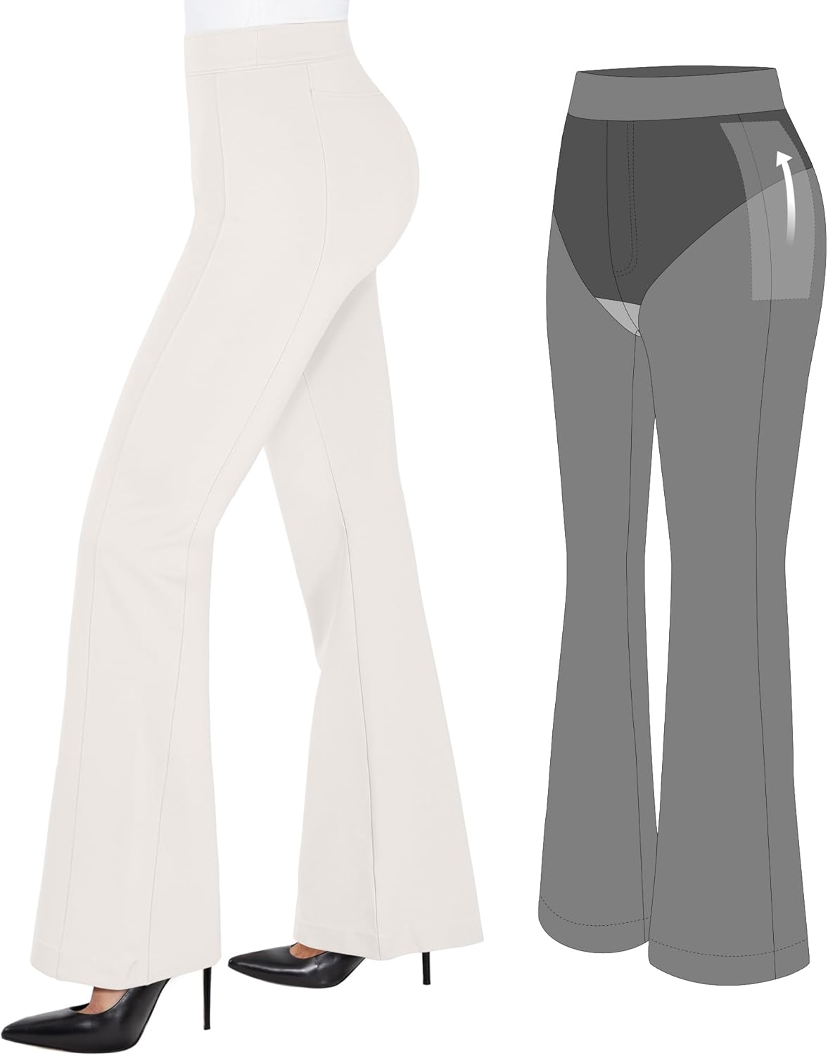 Popilush Bootcut Dress Pants for Women - High Waisted Comfort