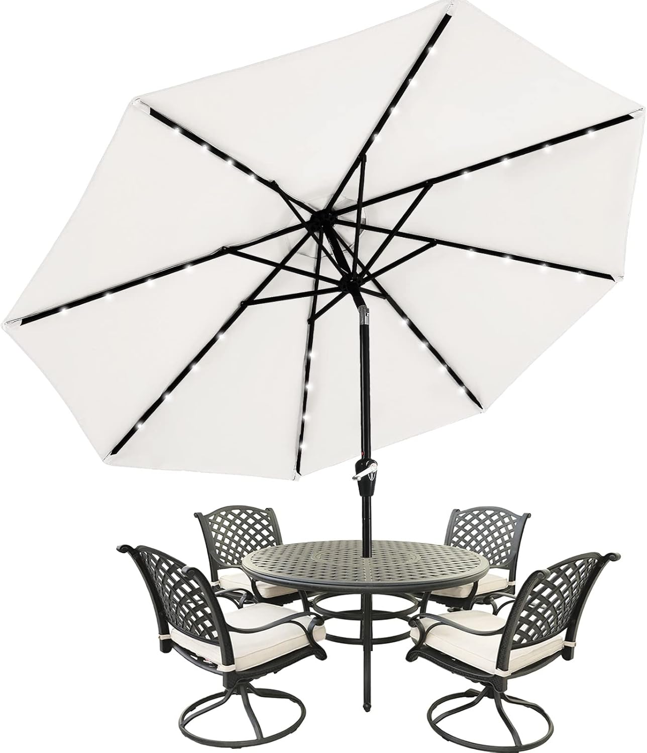 MASTERCANOPY Patio Umbrella with Solar LED Lights for Shade