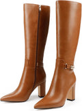 JOY IN LOVE High Block Heel Wrinkled Slouchy Zipper Knee High Boots