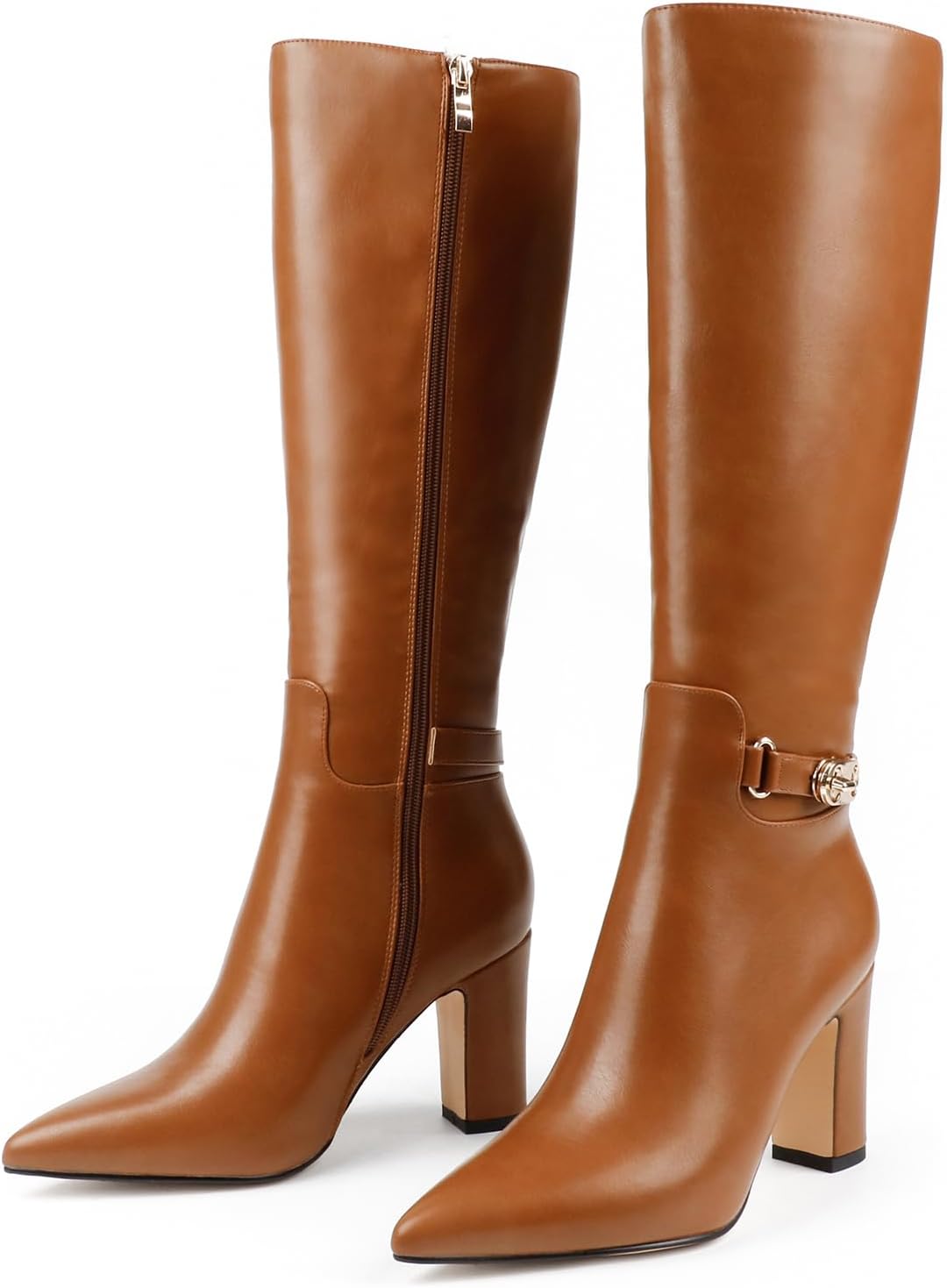 JOY IN LOVE Women's High Block Heel Slouchy Knee High Boots