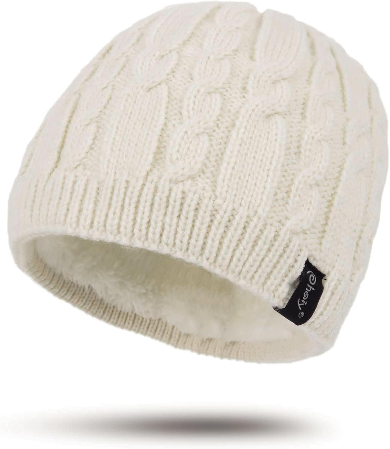 Cozy Velvet-Lined Cable Knit Beanie by Phaiy