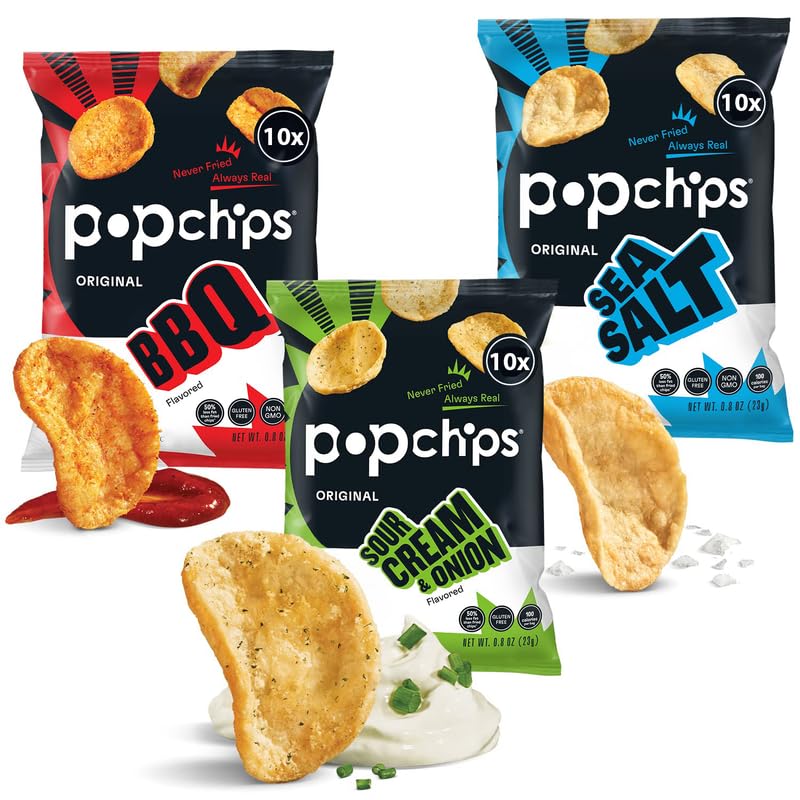 Popchips Variety Pack - Delicious Baked Potato Chips Snack Bags