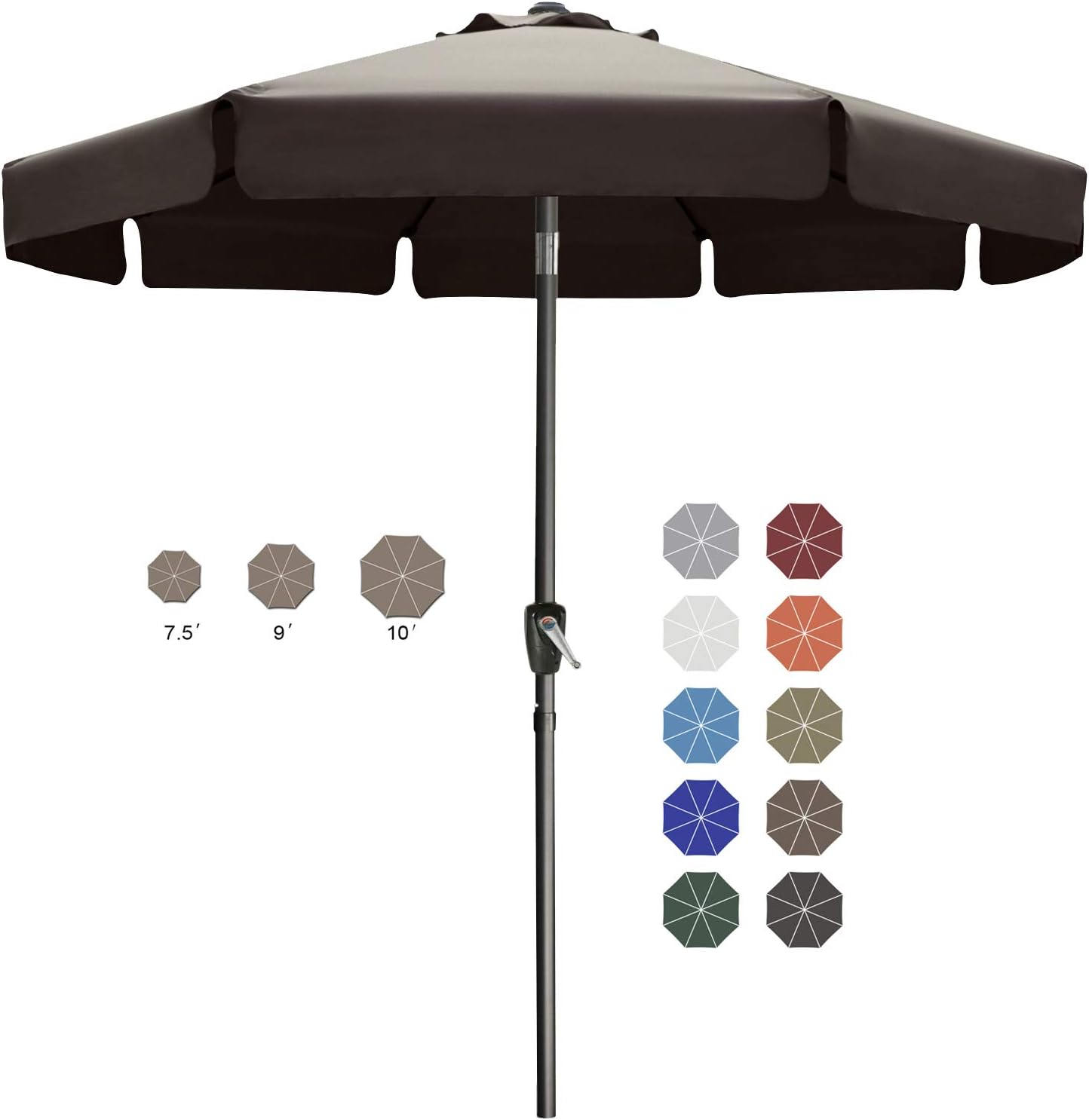 10ft Scalloped Patio Umbrella with Tilt and Crank for Outdoor