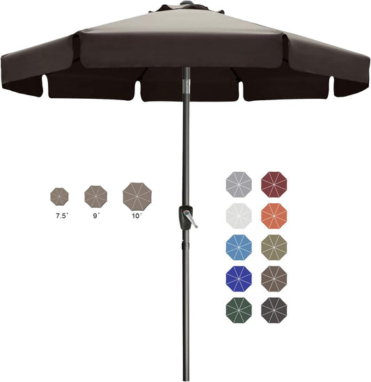 10ft Scalloped Patio Umbrella with Tilt and Crank for Outdoor