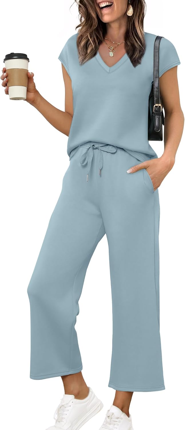 Saloogoe Two Piece Sets for Women Summer Outfits Travel Wear