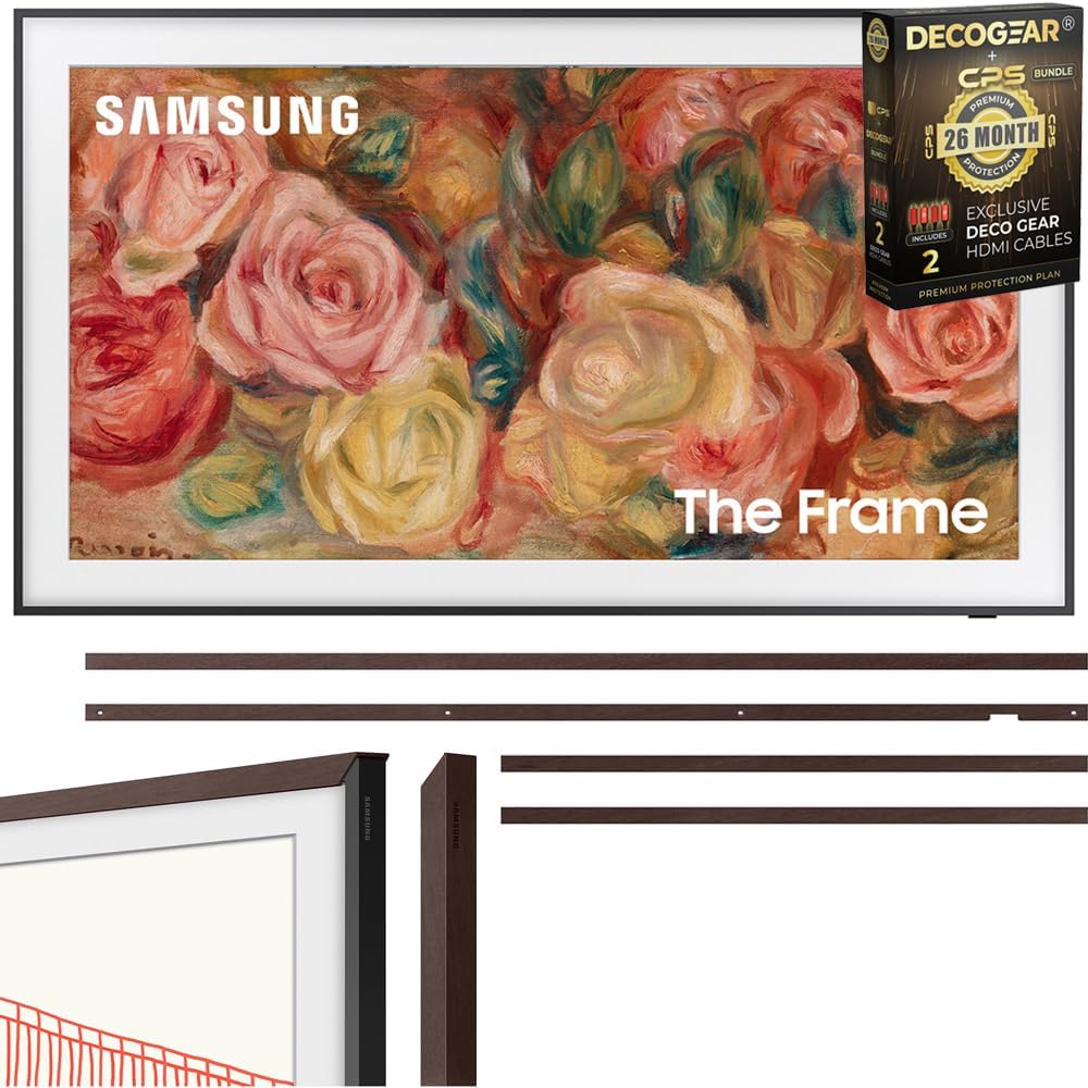 SAMSUNG 75 QLED 4K Smart TV Bundle - Frame TV with Bezel & HDMI Cables