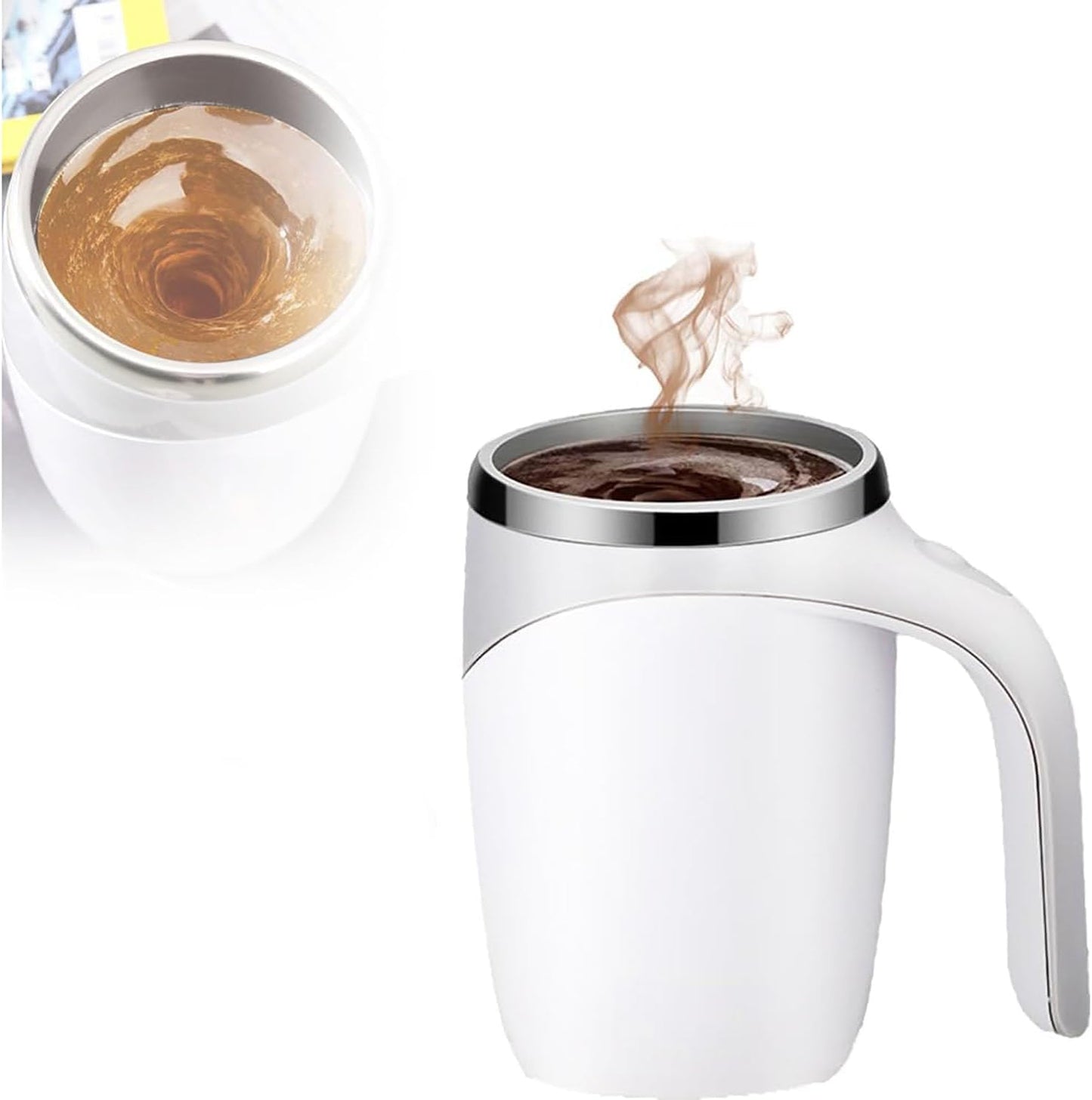 Self-Stirring Magnetic Coffee Mug - White