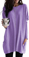 Womens Fall Fashion Long Sleeve Pullover Tunic Top - Cozy Casual