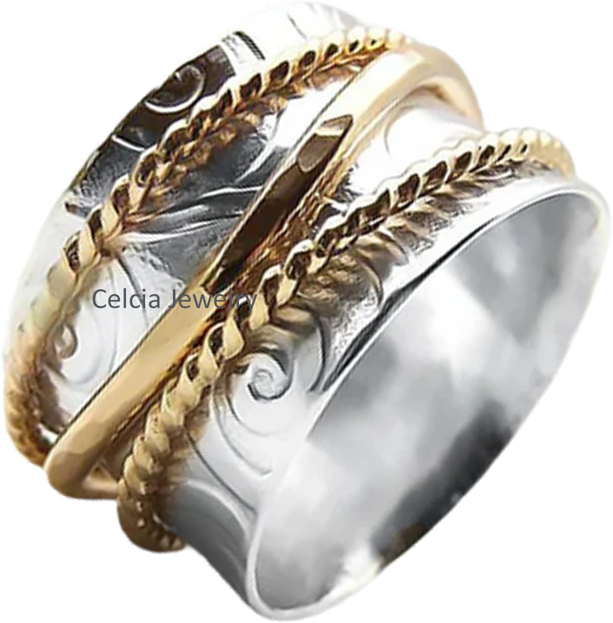 Natural 925 Sterling Silver Spinner Ring for Meditation and Fidgeting