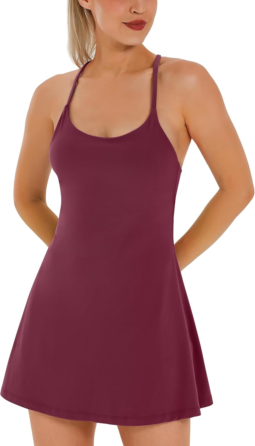 Womens Tennis Dress with Built-in Bra & Shorts for Summer Fun