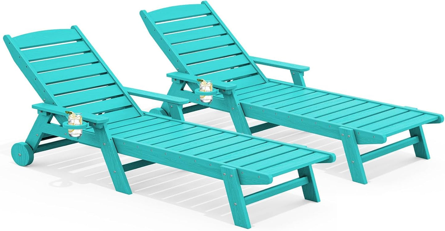 SERWALL Patio Chaise Lounge Chair Set of 2 for Ultimate Relaxation