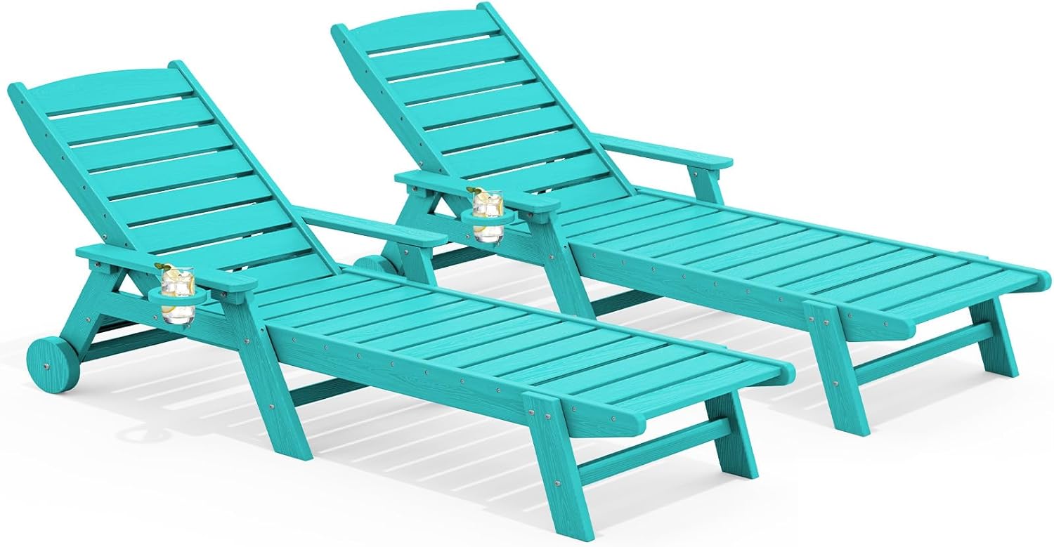 SERWALL Patio Chaise Lounge Chair Set of 2 for Ultimate Relaxation