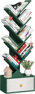 8 Tier Tree Bookshelf with Drawer - Narrow Space Bookcase