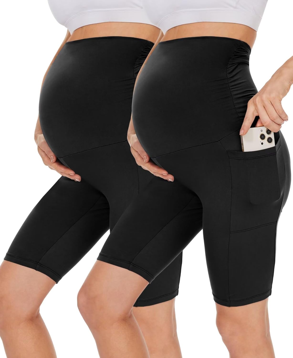 Comfy Maternity Biker Shorts with Pockets - Stay Stylish!