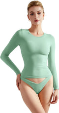 SUUKSESS Women Double Lined Fitted Long Sleeve Crop Top - Sleek