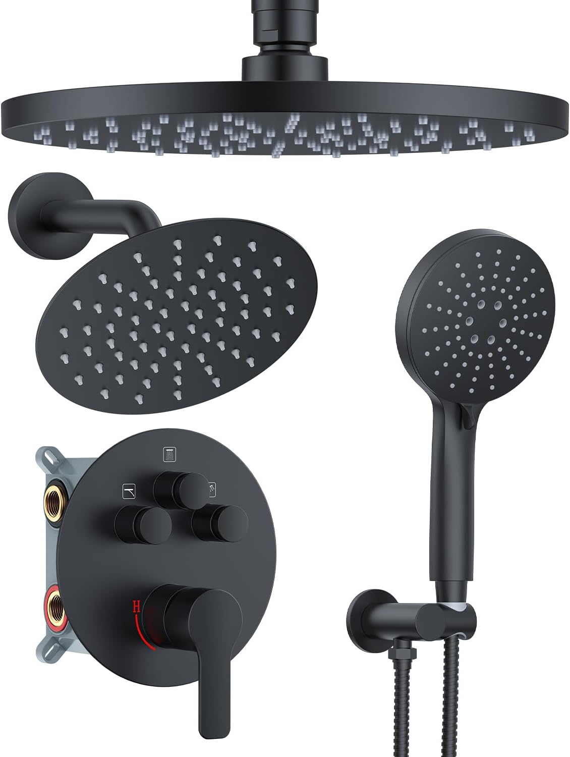 Shower System with Pressure Balance Valve and Rain Shower Heads