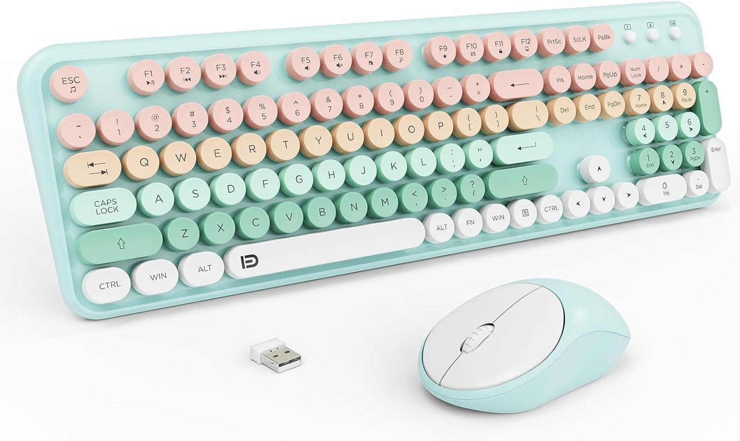 Switch Button Wireless Keyboard Set in Pink+Blue