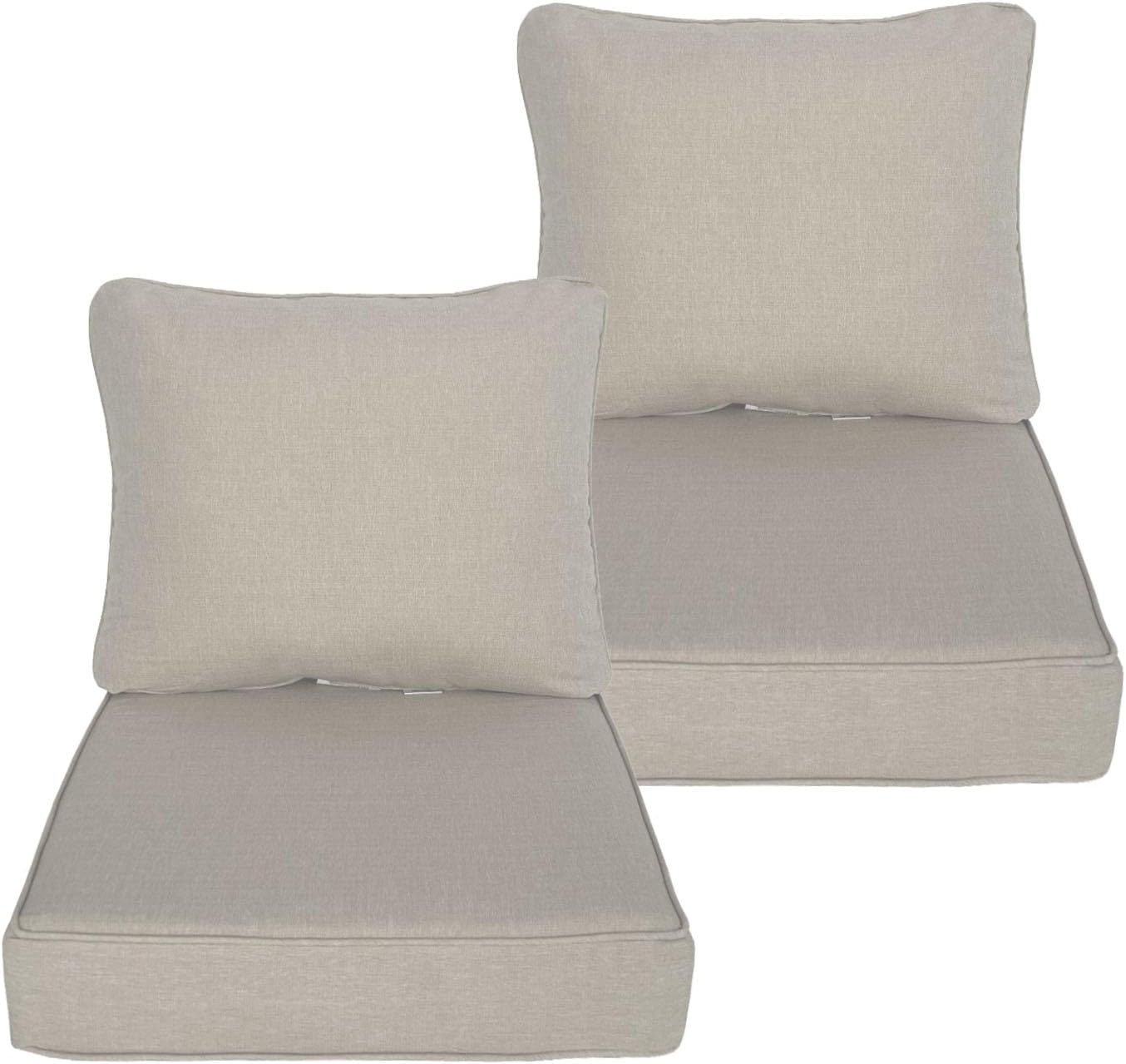 24x24 inch Outdoor Deep Seat Cushions Set of 2 for Comfort