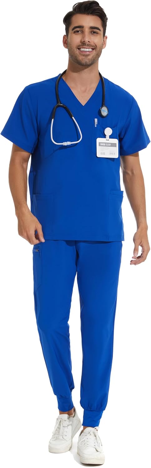 COZYFIT Men Scrubs Set with 8 Pockets for Ultimate Comfort
