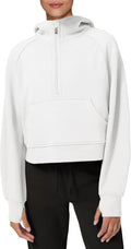Womens Fleece 1/2 Zip Pullover Hoodie - Cropped Cozy Fit