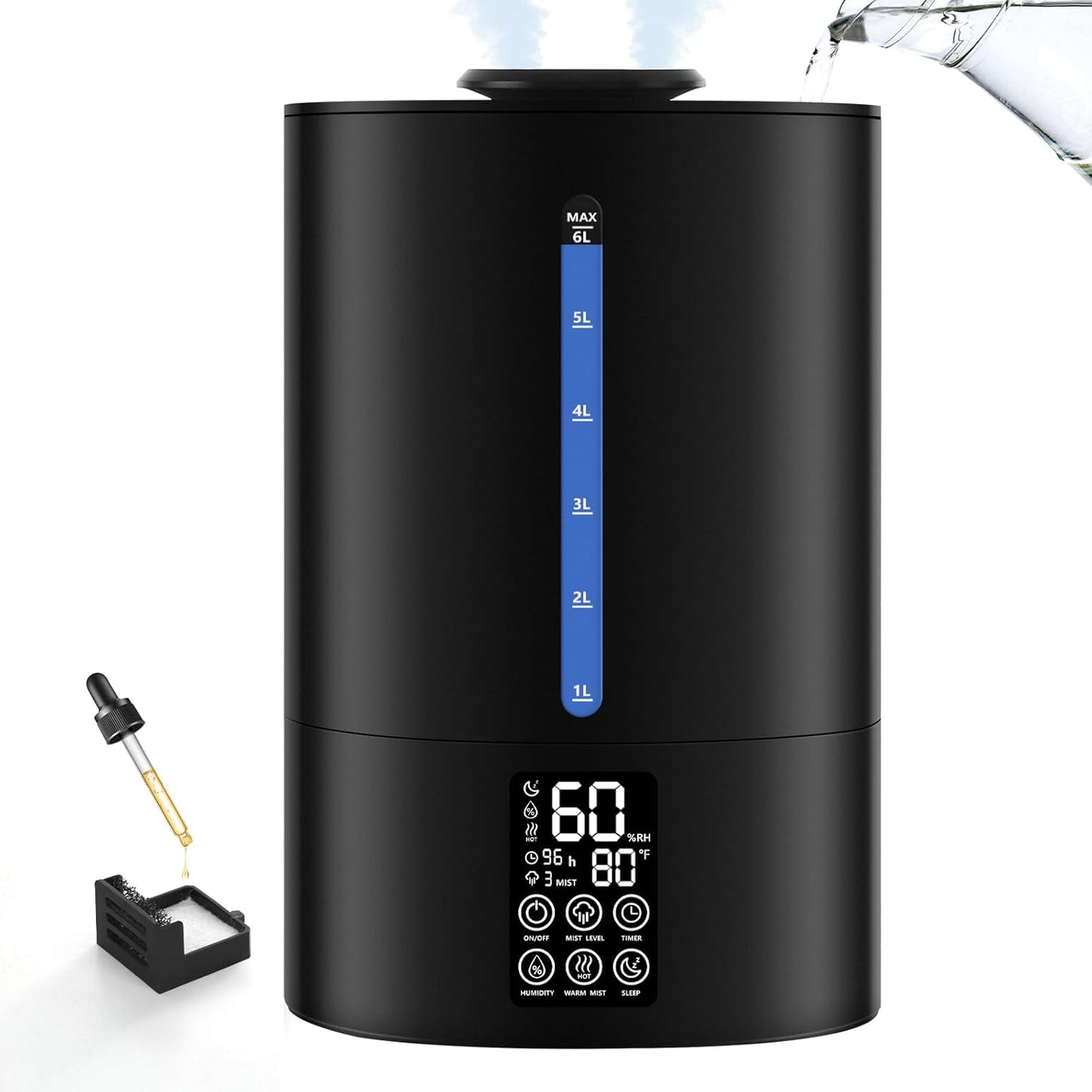 6L Humidifiers for Bedroom Large Room - Cool and Warm Mist