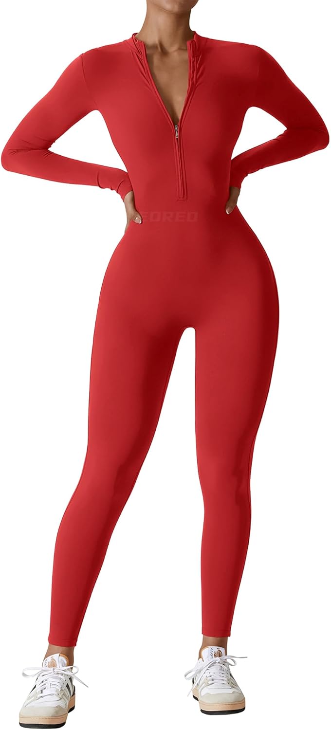 YEOREO Women Long Sleeve Workout Jumpsuit for Active Style