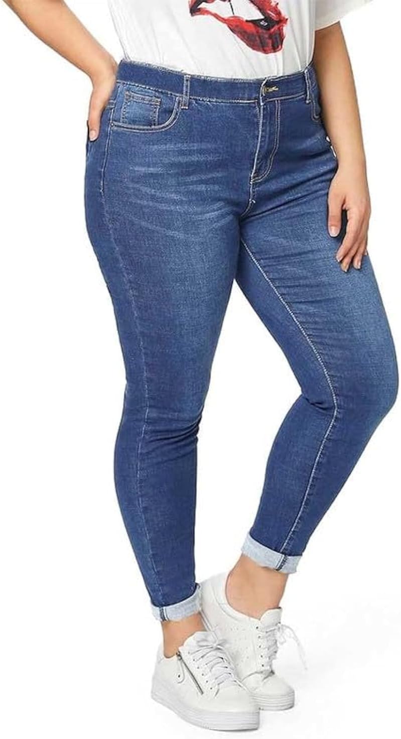Womens Plus Size Skinny Jeans Stretchy High Waisted Distressed Fit