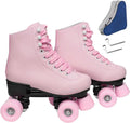 Wiwiy Roller Skates for Women and Men - Adjustable Pink Four-Wheel