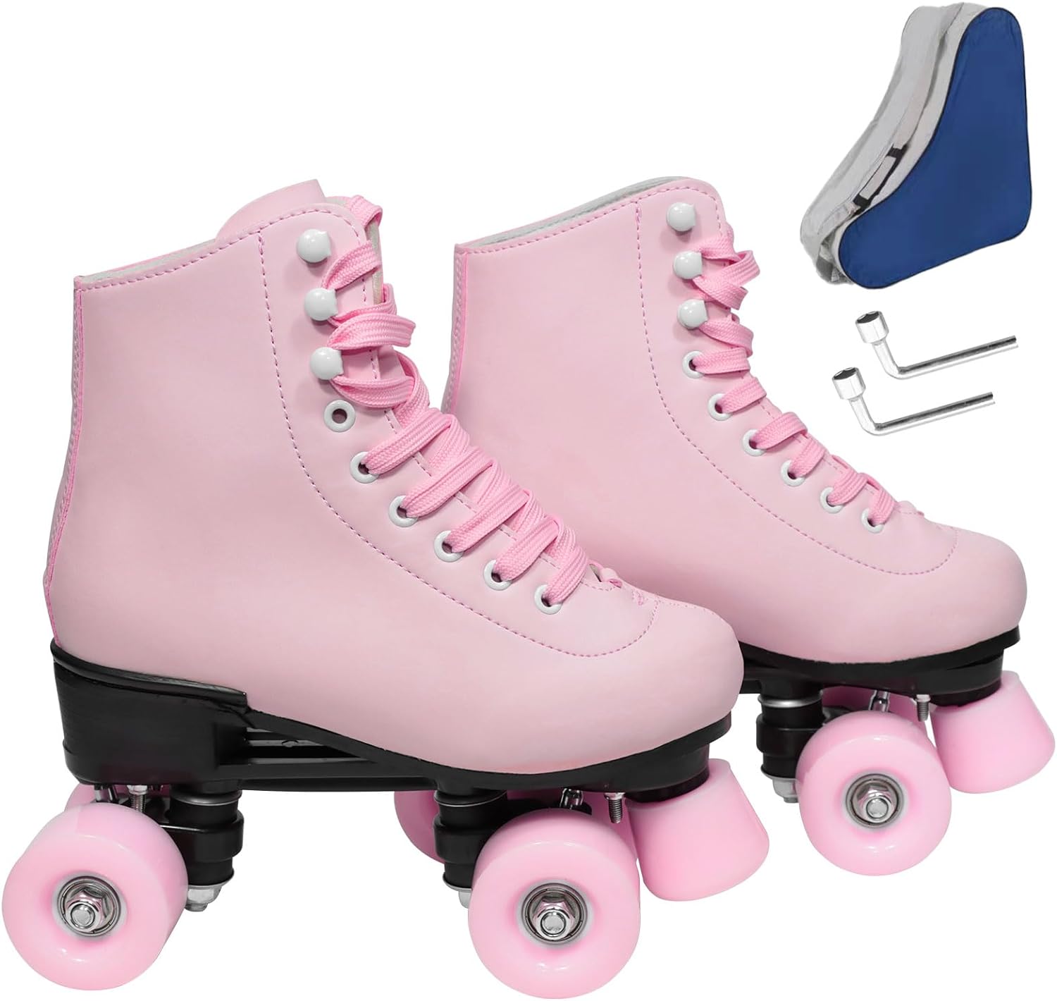 Wiwiy Roller Skates for Women and Men - Adjustable Shiny Wheels