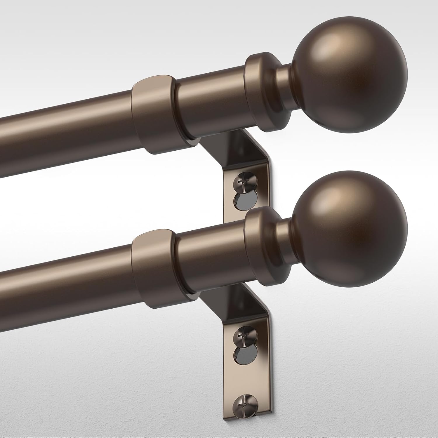 Adjustable Heavy Duty Bronze Curtain Rods for Windows 30 to 56 in