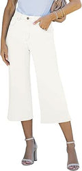 Vetinee Wide Leg Capri Jeans for Women High Waisted Stretch