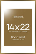 14x22 Picture Frame Bronze with Mat - Gallery Glass and Wall Kit