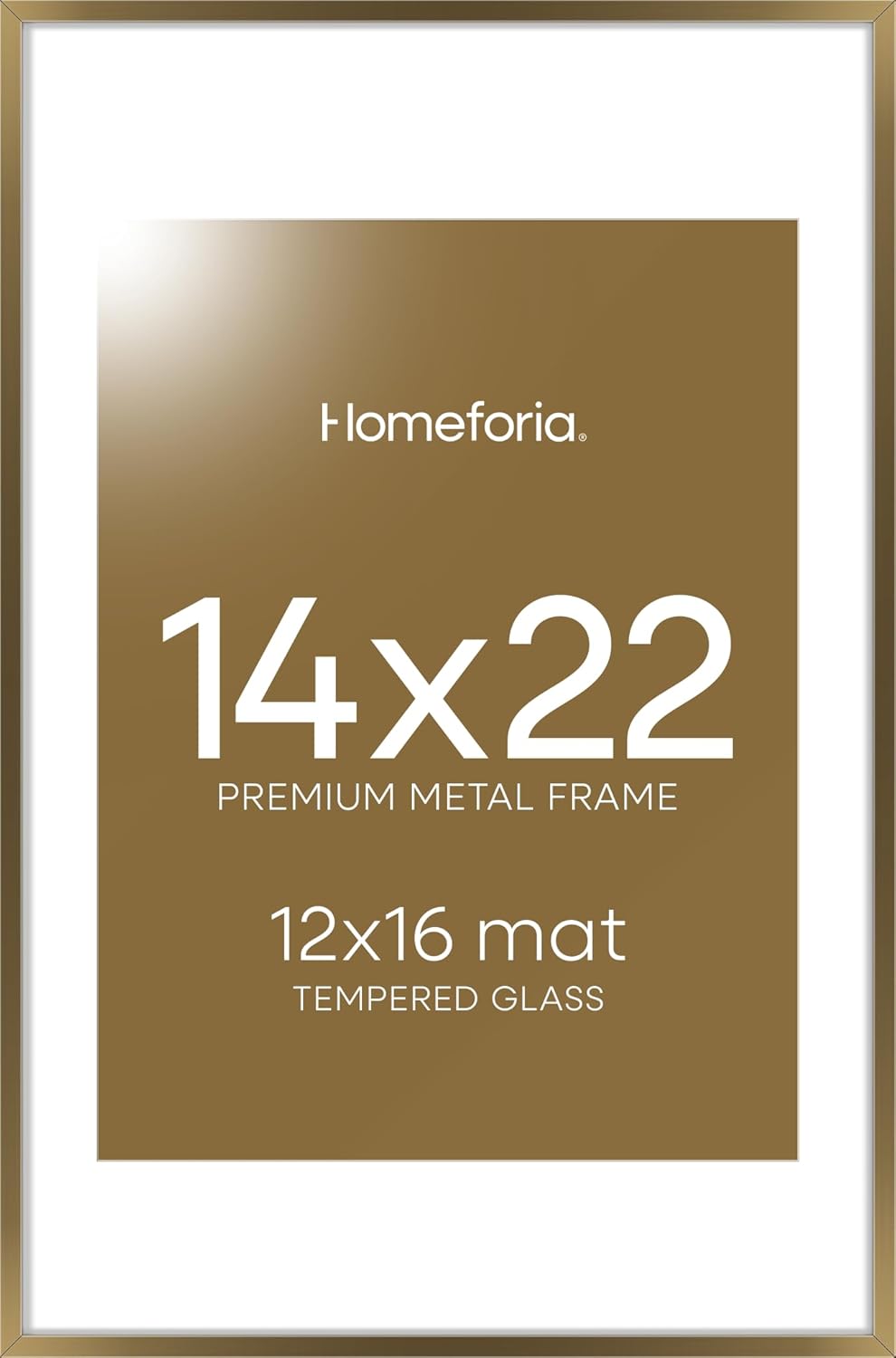 High-End Metal 14x22 Picture Frame with Mat for Stunning Displays