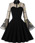 Women's Vintage Black 1950s Polka Dot A-Line Swing Dress - Retro Fit