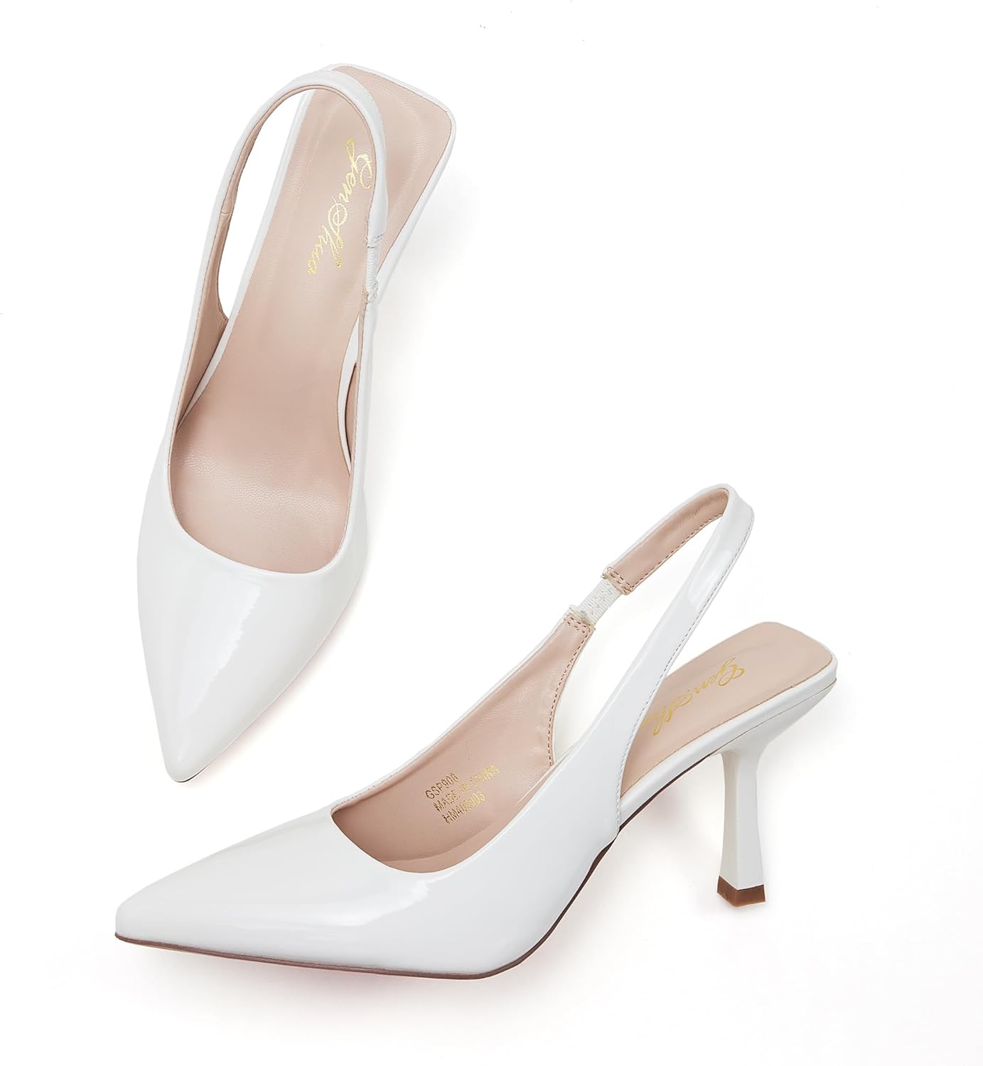 GENSHUO Women's Slingback Kitten Heel Stiletto Pumps for Elegance