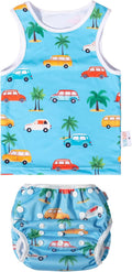 Toddler Baby Boy Swimsuit Set - Reusable Swim Diaper & Top
