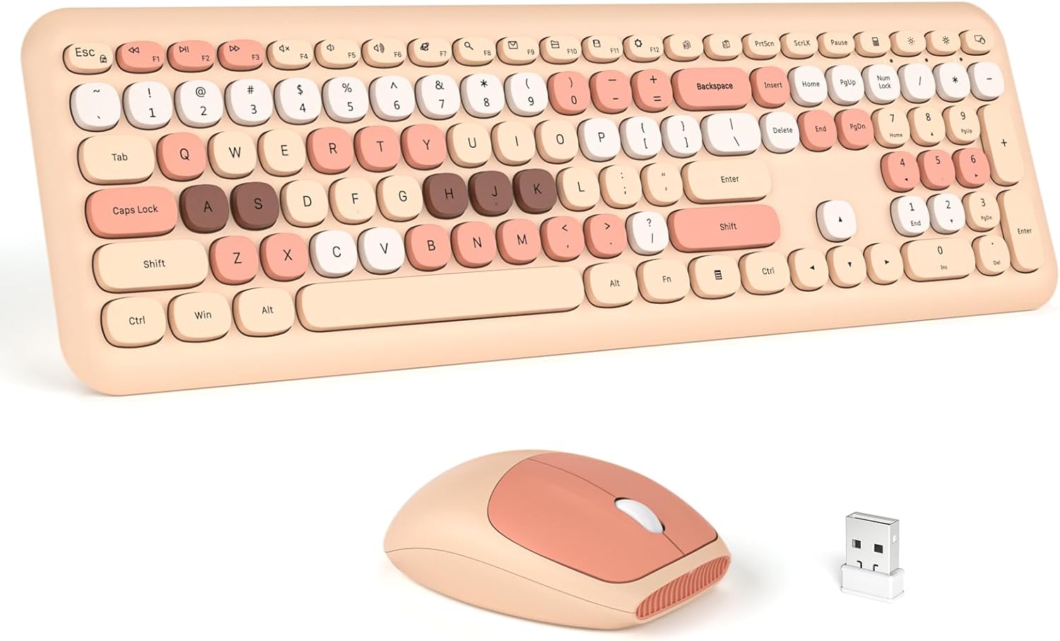 Wireless Keyboard and Mouse Combo for Colorful Typing Experience