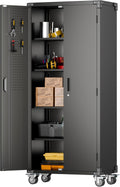 Aobabo 72 Inches Metal Garage Storage Cabinet with Wheels
