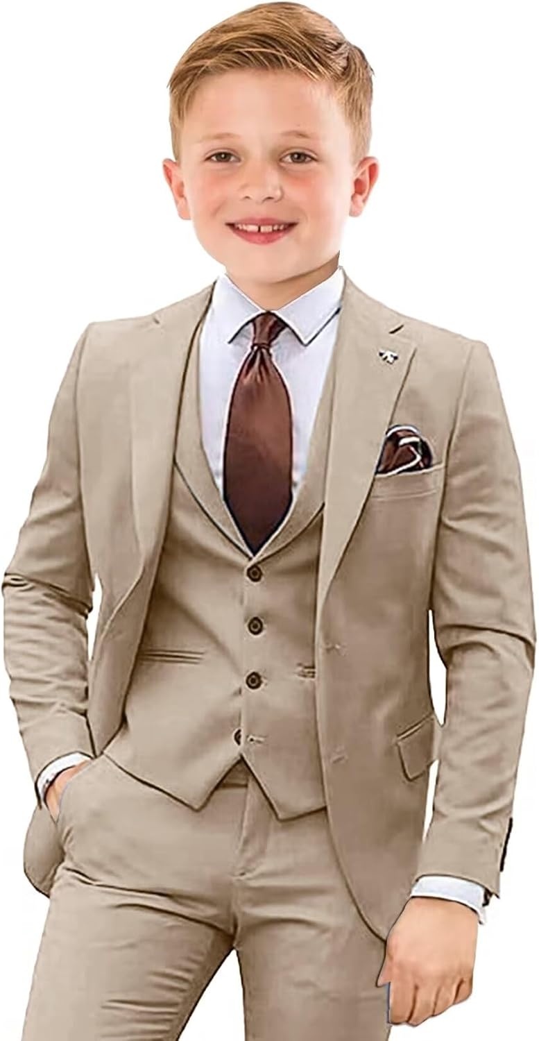 Boys Suit 4 Piece Slim Fit Tuxedo Outfit for Weddings and Parties