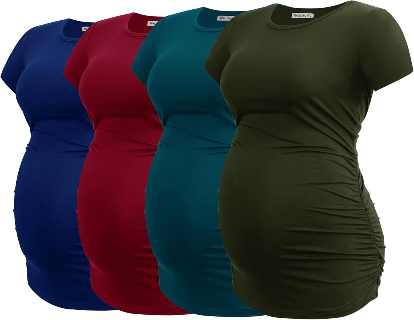Smallshow Women's Maternity Shirts 4 Pack for Comfortable Wear