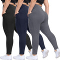 Plus Size Leggings 3 Pack with Pockets - High Waisted Tummy Control be