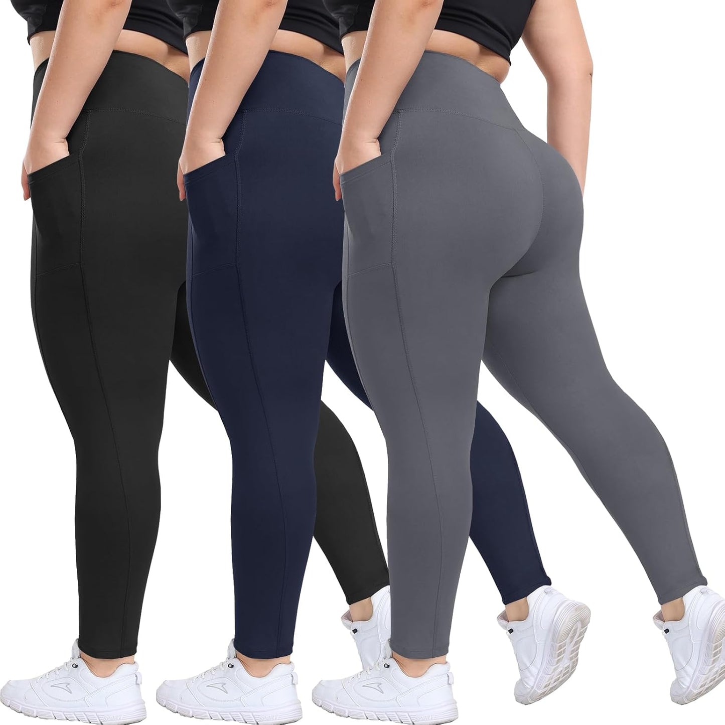 Plus Size Leggings with Pockets for Women - High Waisted Comfort