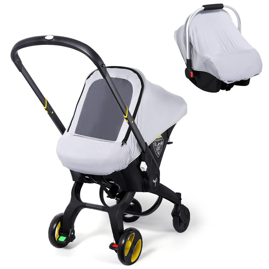 Kick-Proof Infant Car Seat Cover with Mesh Peep Window - THE KENKYO